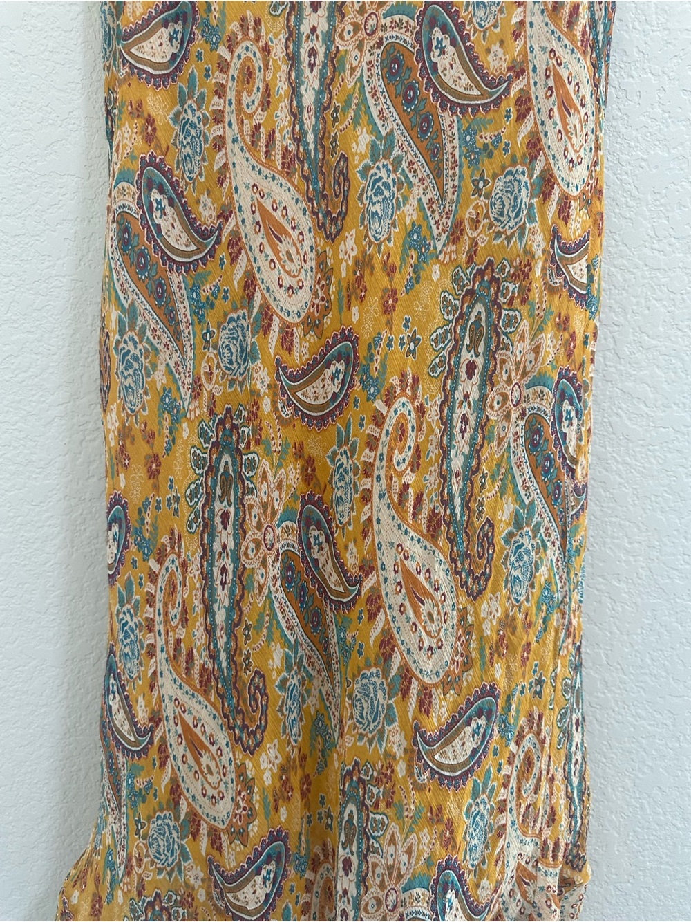 Sundance 100% Silk Whimsy Goth Vintage 90s Mustard Paisley Maxi Skirt - Picture 2 of 7